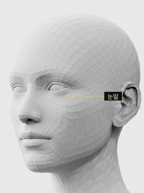 눈 밑 꺼짐과 고랑을 개선하는 눈 밑 필러 시술 부위 설명 이미지