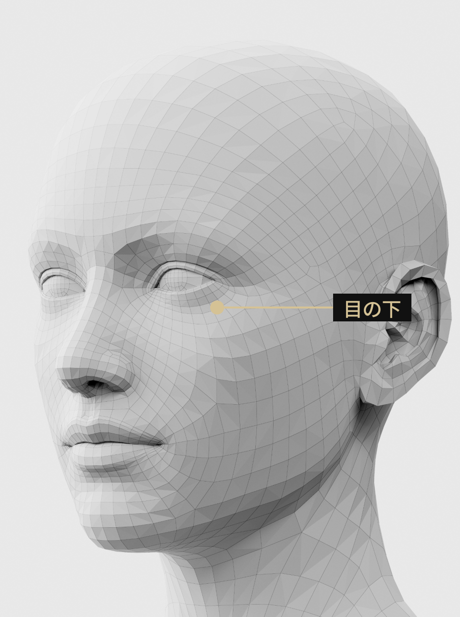 目の下のオフと溝を改善する目の下のフィラー施術部位説明画像