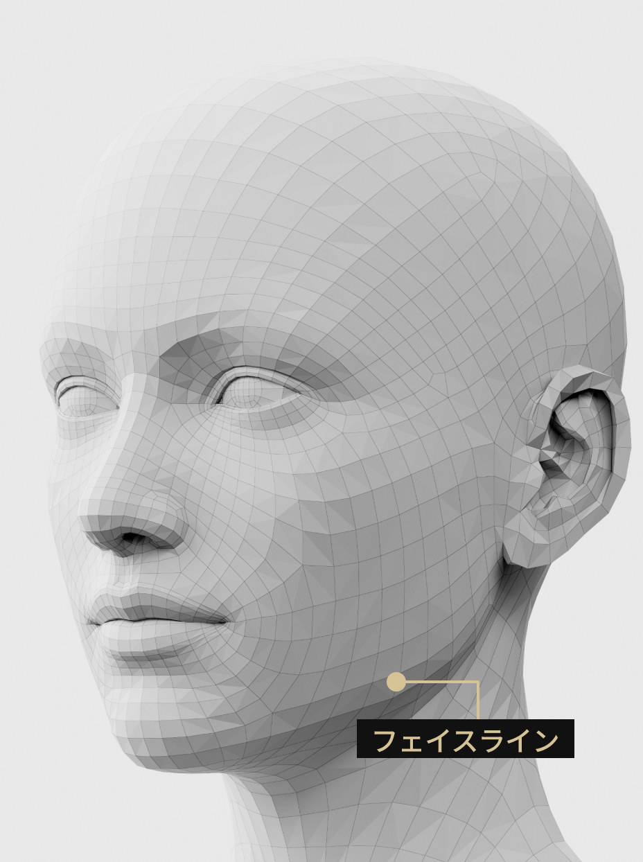 耳下顎線の消しとたるみを滑らかに改善する顎線フィラー施術イメージ