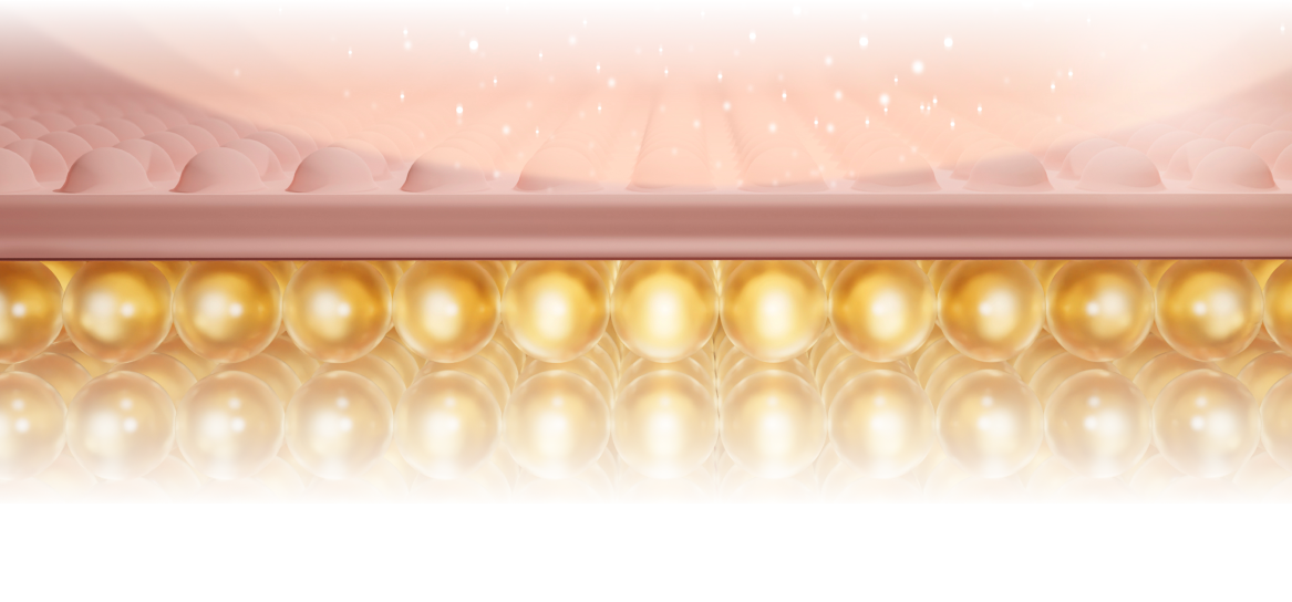 온다 마이크로웨이브 에너지가 진피층과 지방층에 전달되는 구조를 나타낸 피부 단면 이미지