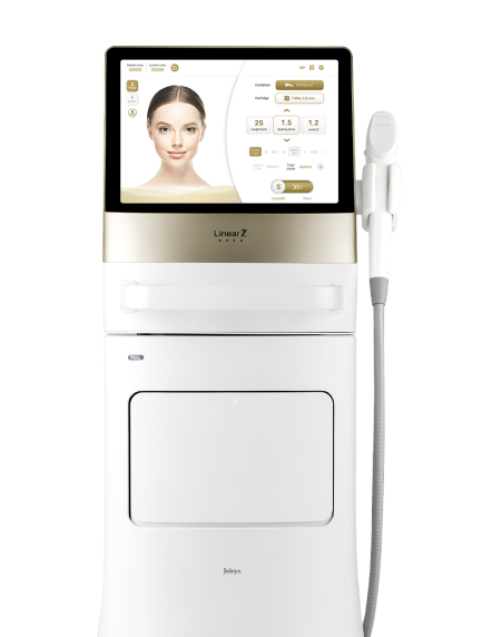 바디 리니어지 초음파 리프팅 장비와 핸드피스를 보여주는 장비 비주얼 이미지