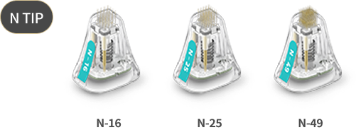 マルチニードルチップとワンニードルチップを含むポテンザ侵襲型チップの種類を示す画像 - Nチップ
