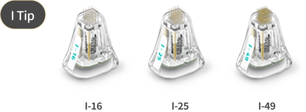 Image showing the types of Potenza invasive tips, including multi-needle and single-needle tips - I-tip