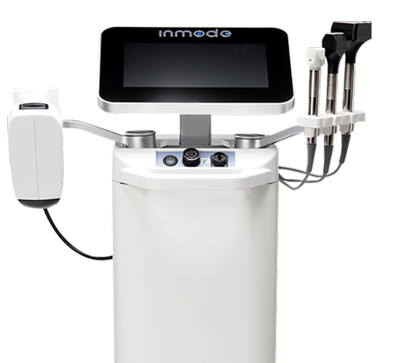 바디 인모드 고주파 리프팅 장비와 핸드피스를 보여주는 장비 비주얼 이미지