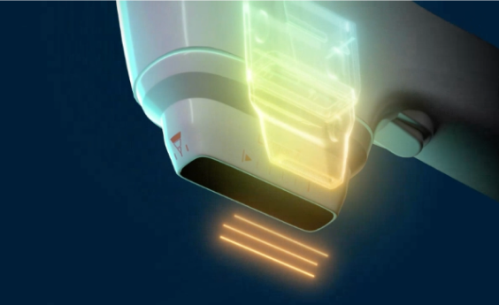 선 형태로 에너지를 넓게 전달해 얼굴 윤곽을 균일하게 리프팅하는 선모드 작용 원리 이미지