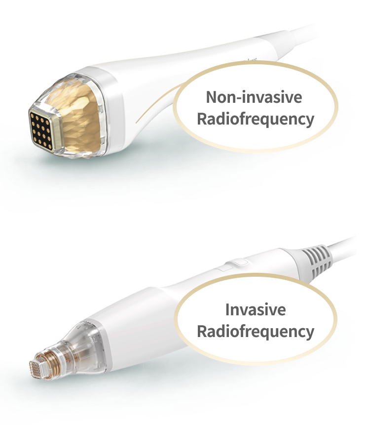 Comparison image of Potenza treatment types, comparing noninvasive and invasive radiofrequency treatment methods.
