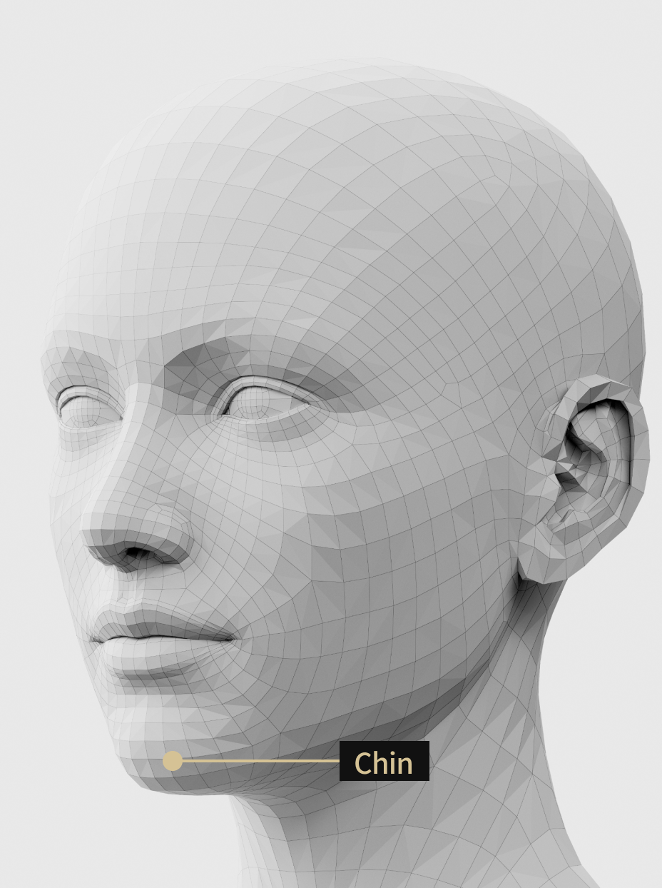 Image description of chin filler treatment to create an oval-shaped face by tidying up the chin and jawline.