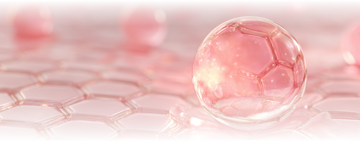 스컬트라 PLLA가 피부 진피층에서 작용하는 원리를 표현한 분자 구조 일러스트