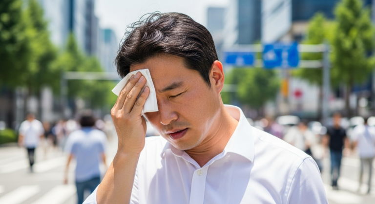 여름 더위에 땀을 닦는 직장인 일상 - 트러블 진정 케어