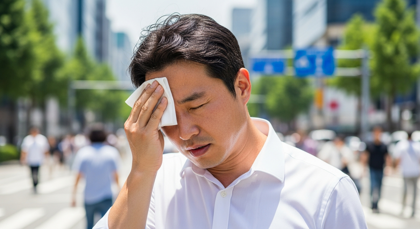 여름 더위에 땀을 닦는 직장인 일상 - 트러블 진정 케어