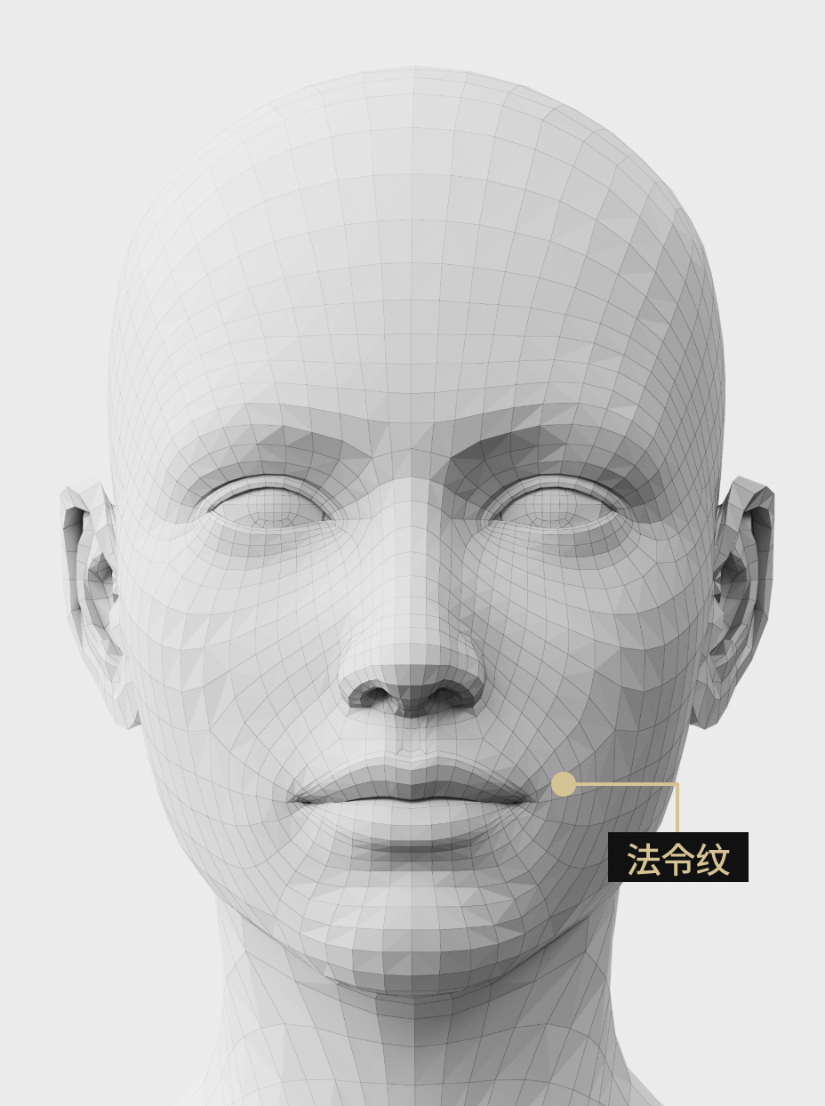 图片解释了肉毒素注射疗法如何改善法令纹周围的皮肤弹性。