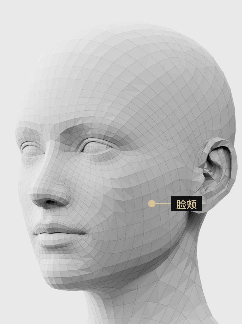 图片展示了填充脸颊凹陷处以创造年轻容颜的填充手术过程。